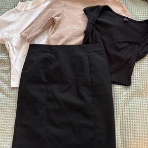 H&M Black Pencil Skirt Knee-Length Work